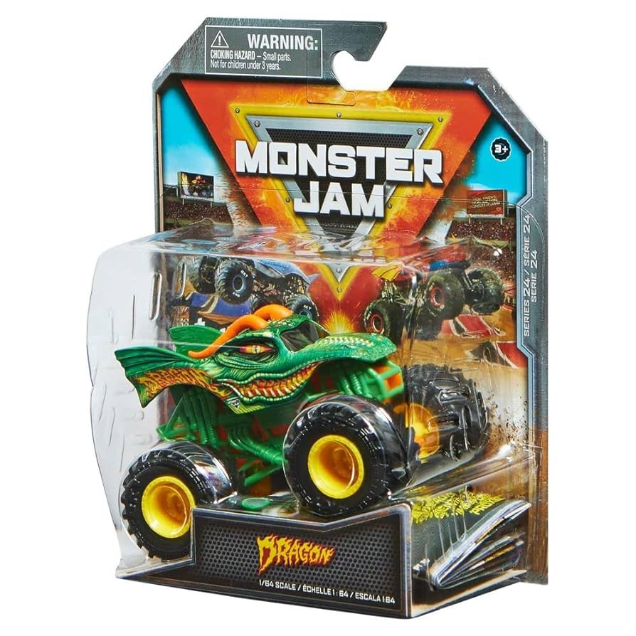 モンスタージャム1/24 - ドラゴン Monster Jam, Official Dragon Monster Truck, Die-Cast Vehicle